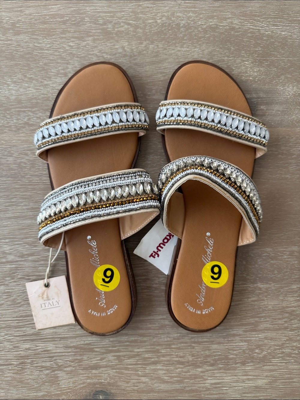 NWT Beaded Double Strap Sandals | W9